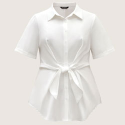 Knotted Front Asymmetrical Hem Blouse