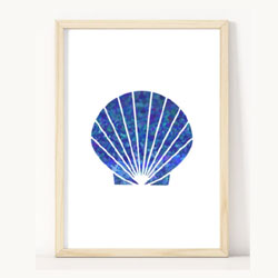 Cobalt Blue Seashell Art Print – Elegant Nautical Wall Decor