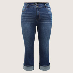 Thigh-Friendly Capri Straight-Leg Jeans for Everyday Comfort & Style